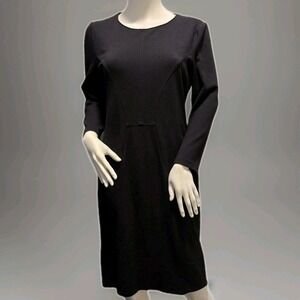 Armani Collezioni Black Knit Dress Italy Size 48 L  Vis-cose Blend Elegant Shift